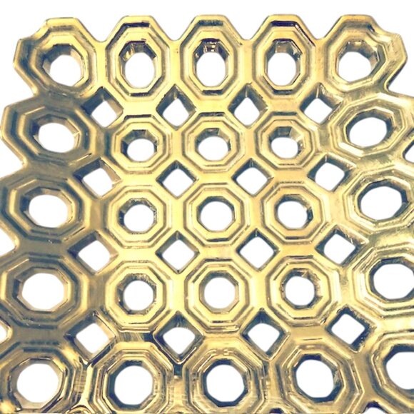 Gold Ceramic Concave Tray w/Perforated Octagonal Design - Picture 8 of 8